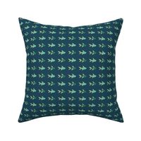 Little Fish Swimming Green and Navy