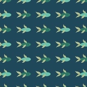 Little Fish Swimming Green and Navy