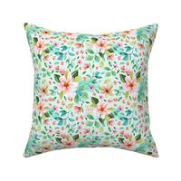 Ocean Tropical Flowers in Sea Green