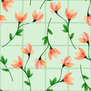 Tropical Flower Trellis Plaid