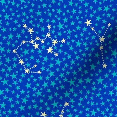 Zodiac constellations stars pattern in blue by Pippa Shaw