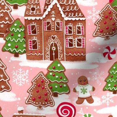 Christmas gingerbread houses fabric xmas fabric