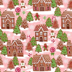 Christmas gingerbread houses fabric xmas fabric