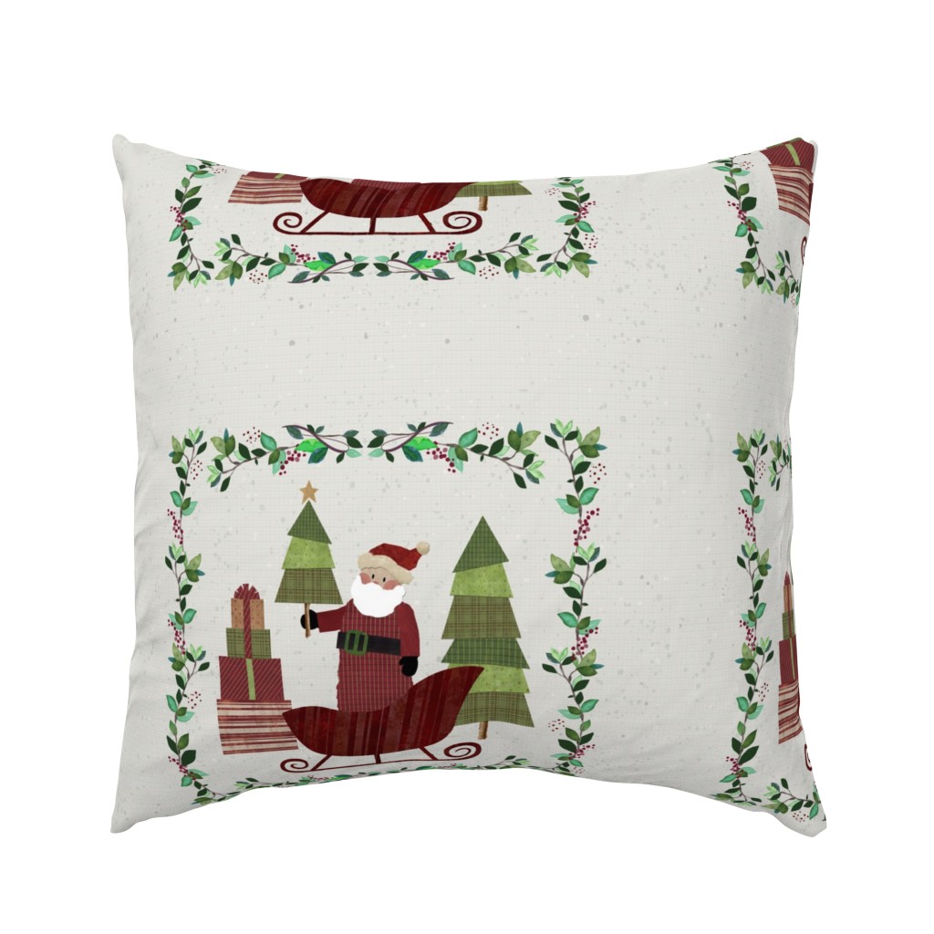 Folk Art Christmas - Quilt block or Pillow front