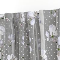 Coriander Flowers | Med Warm Gray + Wt Dots + Stripes