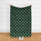 Moose in White on a Green Buffalo Plaid textured Background