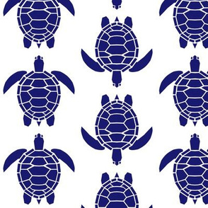 Three Inch Midnight Blue Turtles on White