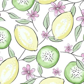 Summer Fruit - Kiwi Fruit and Lemons No background