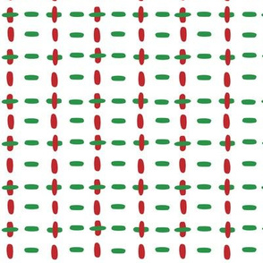 Christmas vector red and green horizontal and vertical stitches aligned on white background seamless pattern