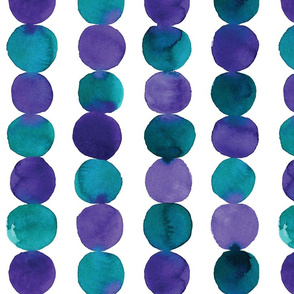 Watercolor abstract circles purple violet viridian