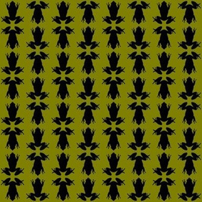 One Inch Black Frogs on Olive Green