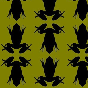 Three Inch Black Frogs on Olive Green