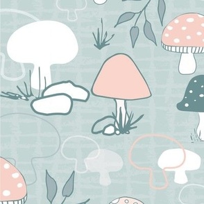 Pastel Mushrooms, Fungi and Toadstools 