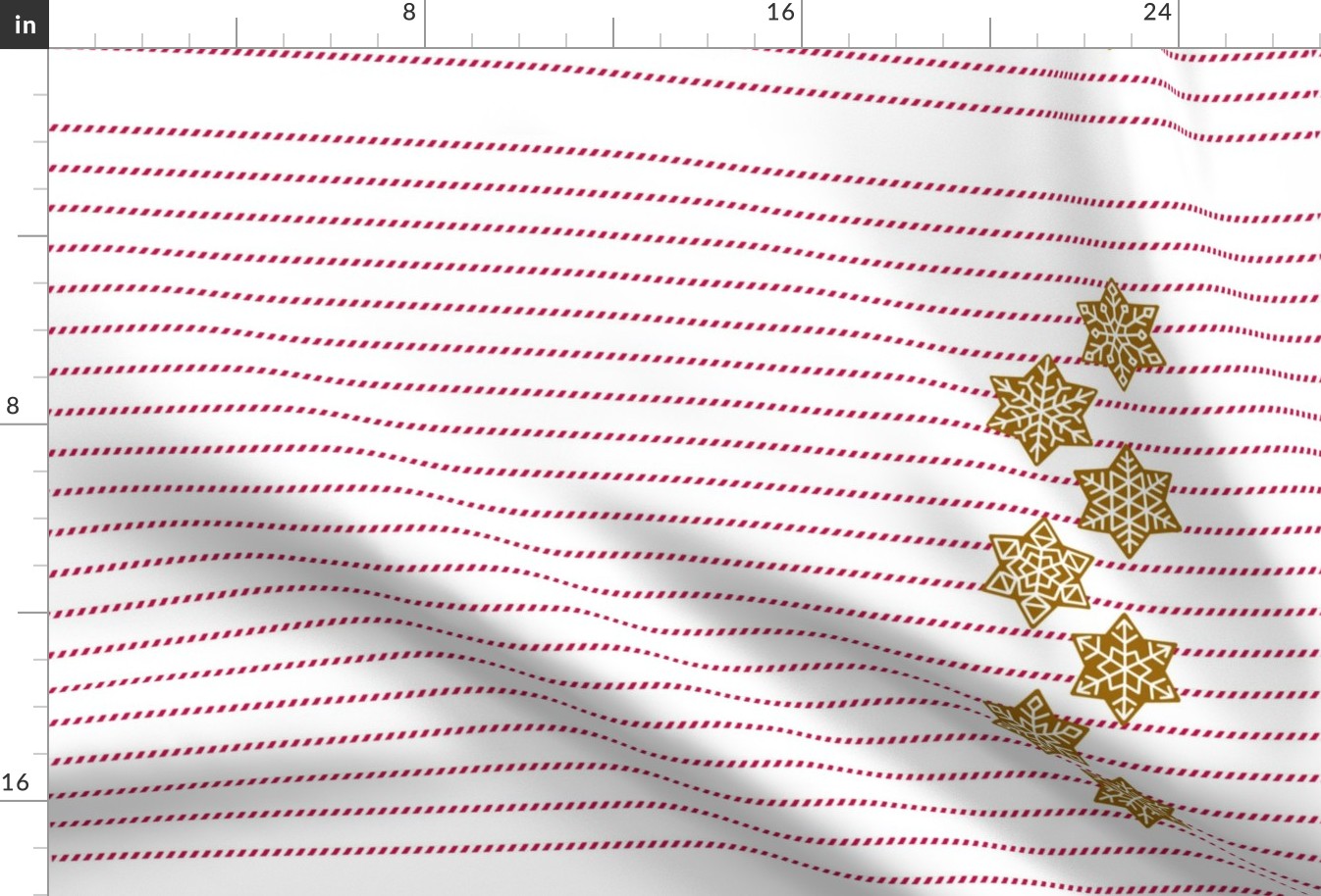 Gingerbread and peppermint stick tea towel snow flakes