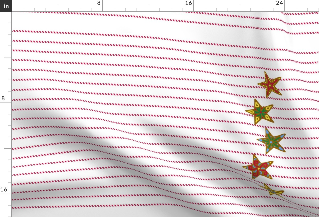 Gingerbread and peppermint stick tea towel stars