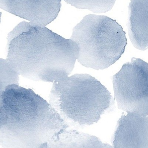 Soft indigo watercolor spots • large scale • painted brush stroke stains