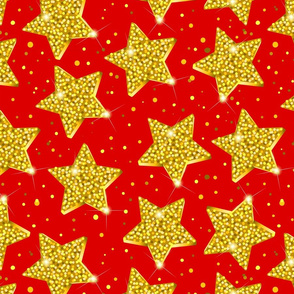 Golden stars on red