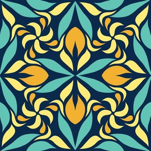 Geometrical pattern in blue and yellow