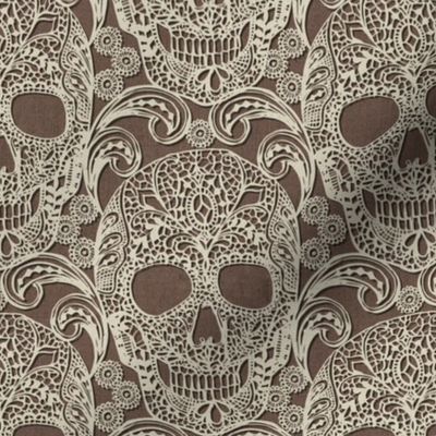 Lace Skulls {Linen} -medium