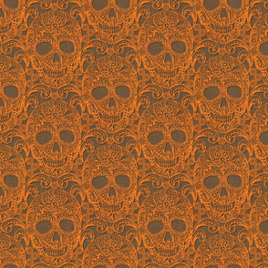 Lace Skulls {Orange} -medium