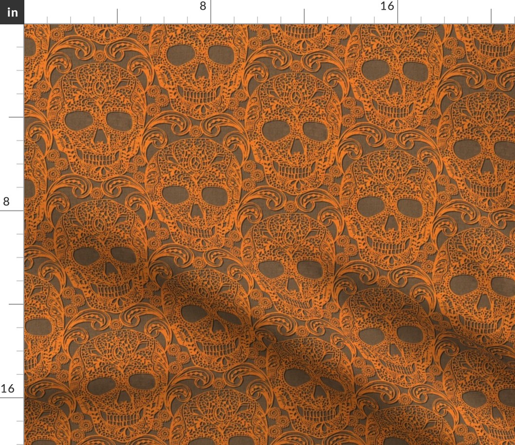 Lace Skulls {Orange} -medium