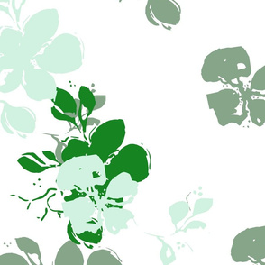 Grandmillennial green flowers big scale from Anines Atelier. Use the design for living room wallpaper