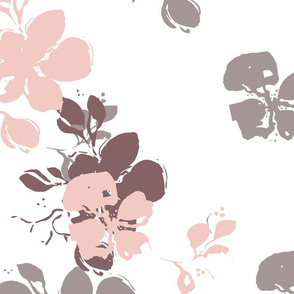 Peach loose painted flowers big scale from Anines Atelier. Use the design for living room wallpaper