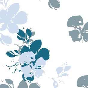 Grandmillennial Big scale blue flowers from Anines Atelier. Use the design for living room walls