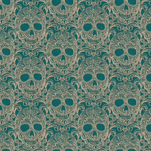 Lace Skulls {Teal} -medium