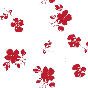 Whimsical red flowers with white from Anines Atelier. Use the design for  lingerie  or asummer dress