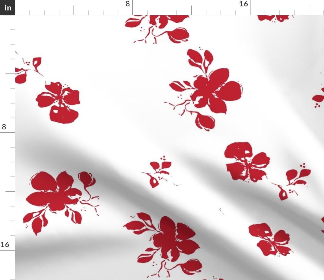 Whimsical red flowers with white from Anines Atelier. Use the design for  lingerie  or asummer dress