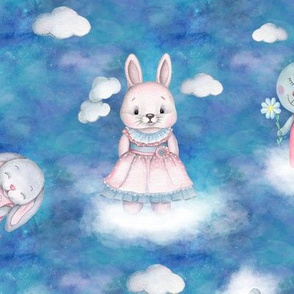 rabbits on clouds scattered blue FLWRT