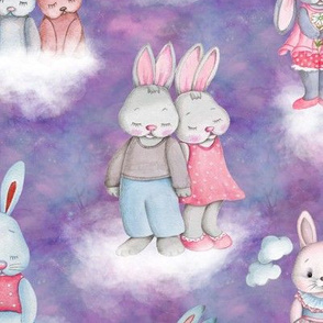 rabbits on clouds purple FLWRT