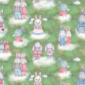 rabbits on clouds green FLWRT