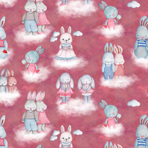 rabbits on clouds pink FLWRT