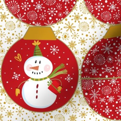 Snowmen Ornament Pouches-Red