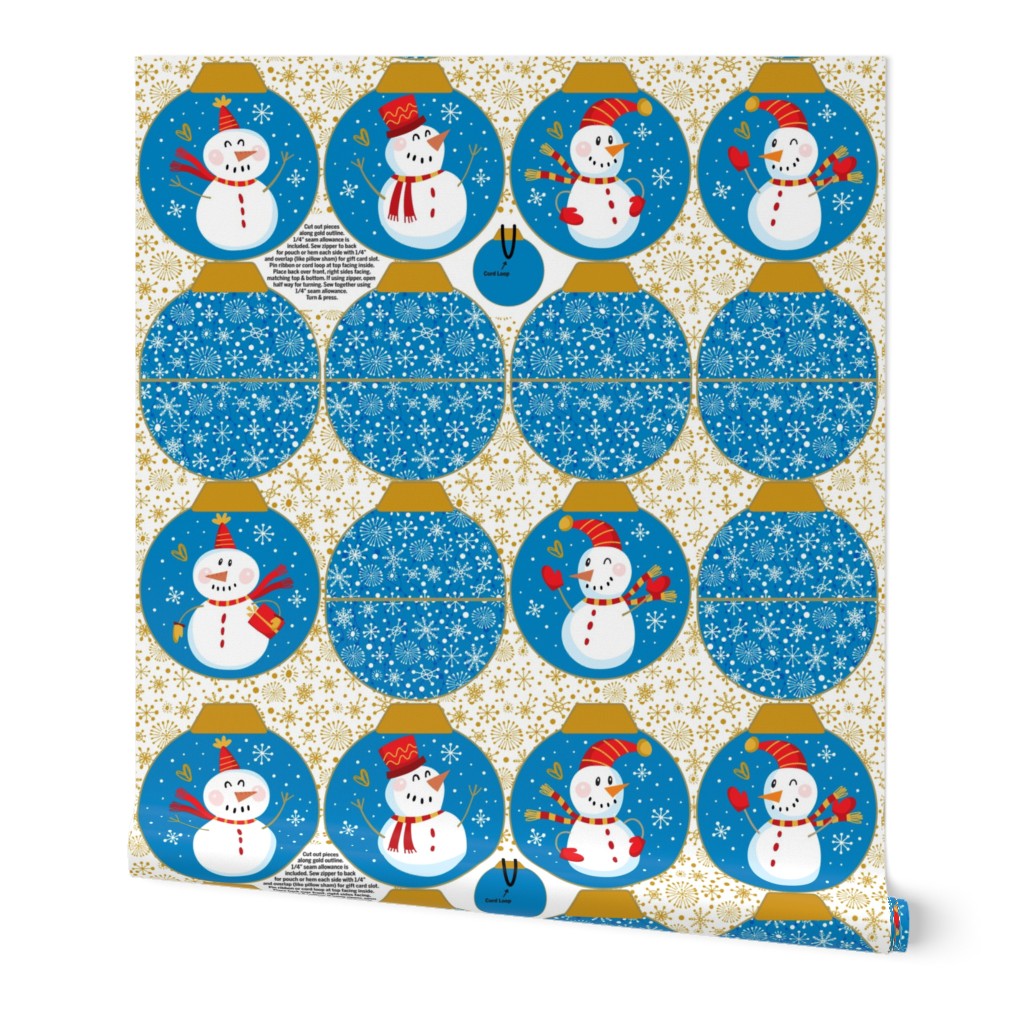 Snowmen Ornament Pouches-Blue