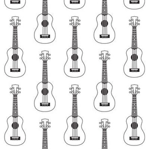 black and white ukuleles