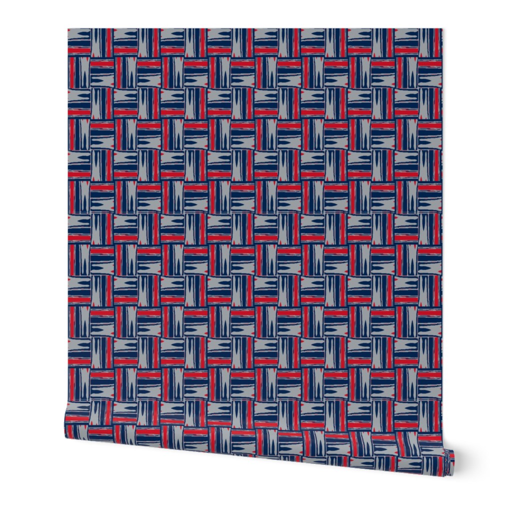 Basket Weave in  Blue Red Silver 