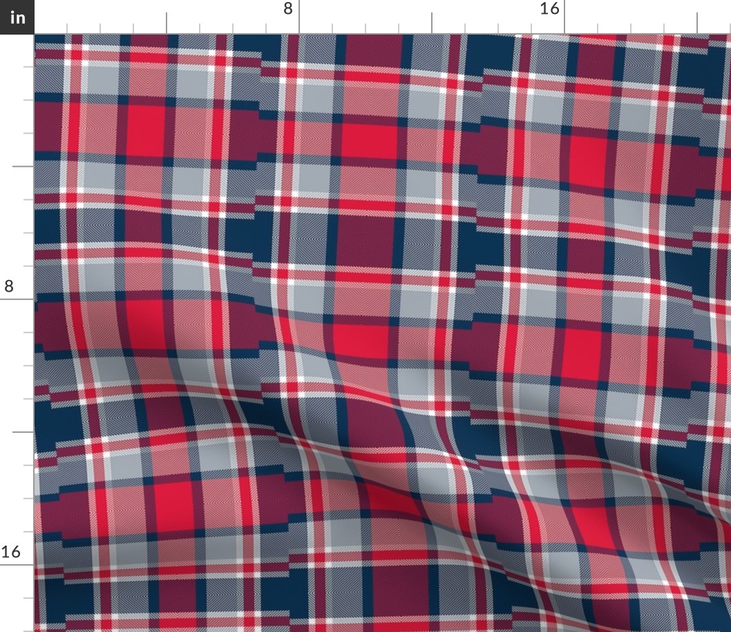 Layered Plaid in Blue Red Silver 