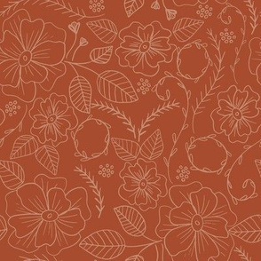 Farmhouse Chic: Orange Rust Two-Tone Floral