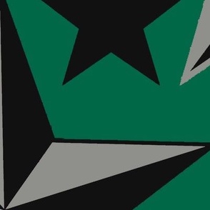 Silver and Black Stars on Green
