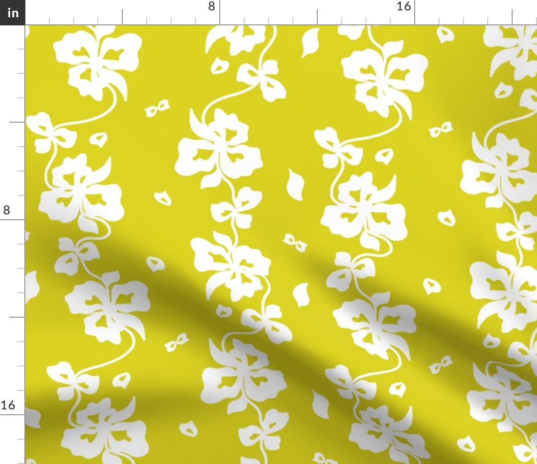 Haute Couture Hawaiian Garlands - white on chartreuse 