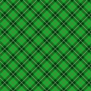 Christmas Holly Green and Argyle Tartan Plaid with Crossed White and Red Lines