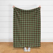 Christmas Holly Green and Red Tartan Check with Wide White Lines