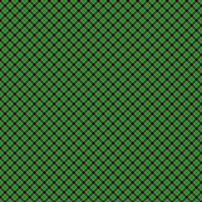 Christmas Holly Green and Red Diagonal Argyle Tartan with Crossed Red and White Lines