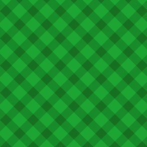 Christmas Holly Green and Black Diagonal Glen Plaid Tartan