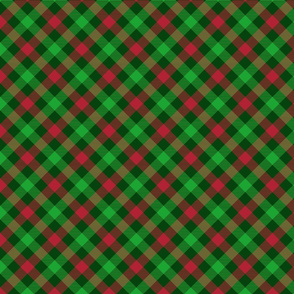 Christmas Holly Green and Red Tartan Check with Wide Crossed Green Lines