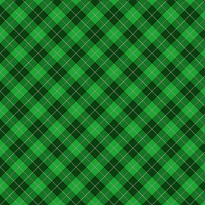 Christmas Holly Green and Dark Green Argyle Tartan Plaid with Crossed White  Lines