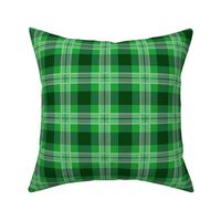 Christmas Holly Green and Dark Green Plaid Tartan with Wide White Lines